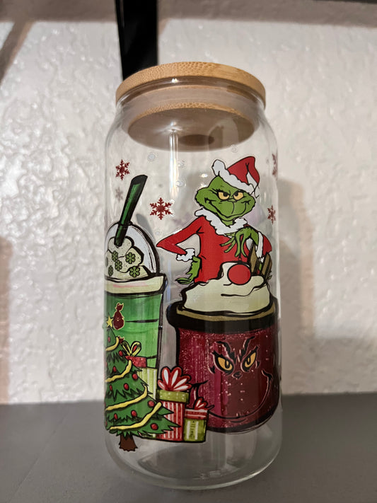 Grinch glass can