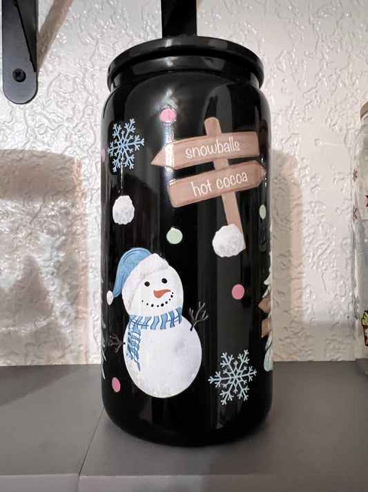 Snowman glass can