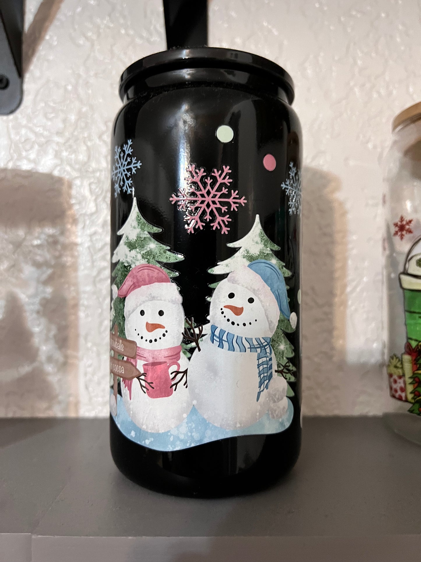 Snowman glass can